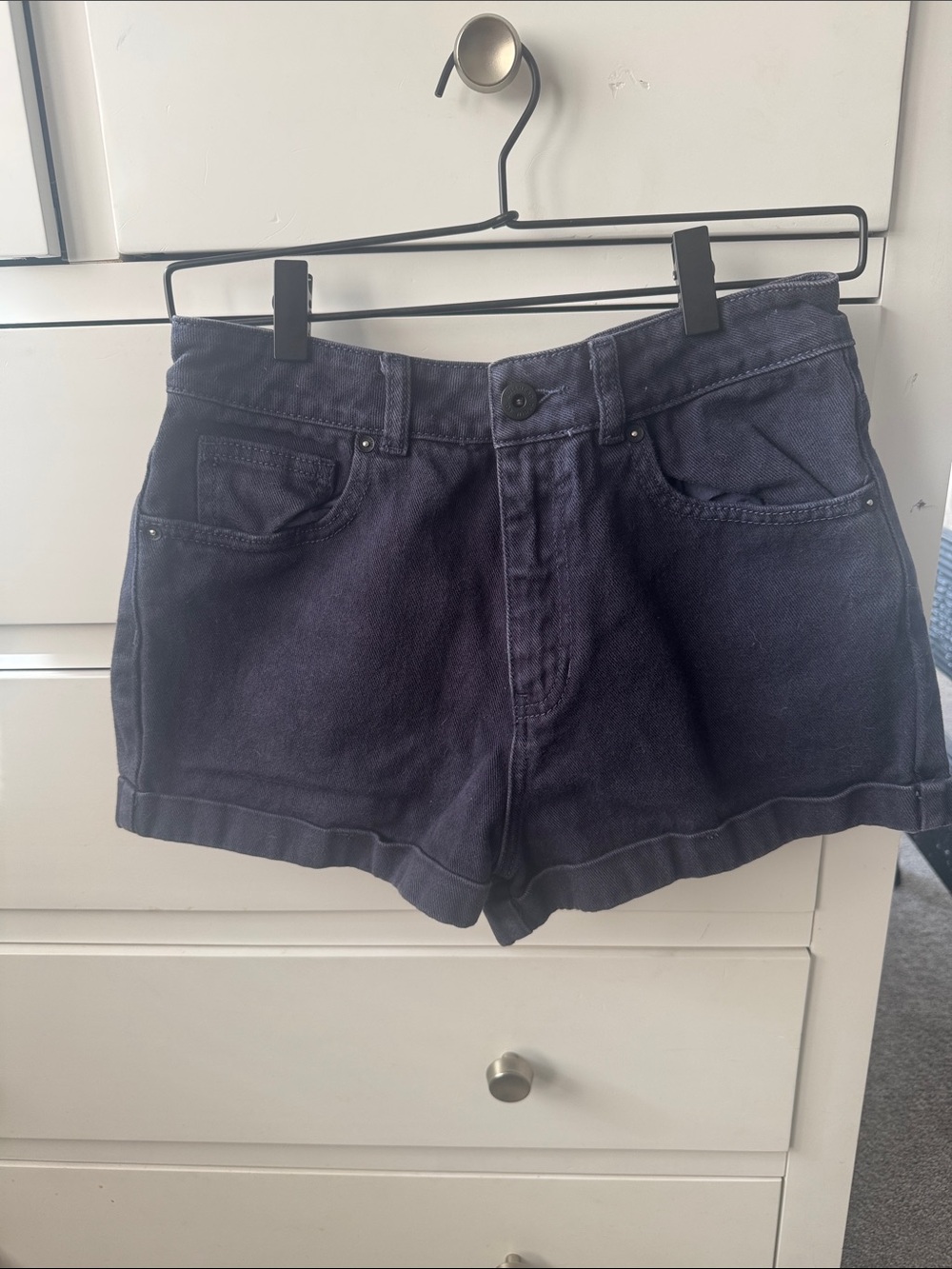 Bullhead Navy High-Rise Denim Shorts
